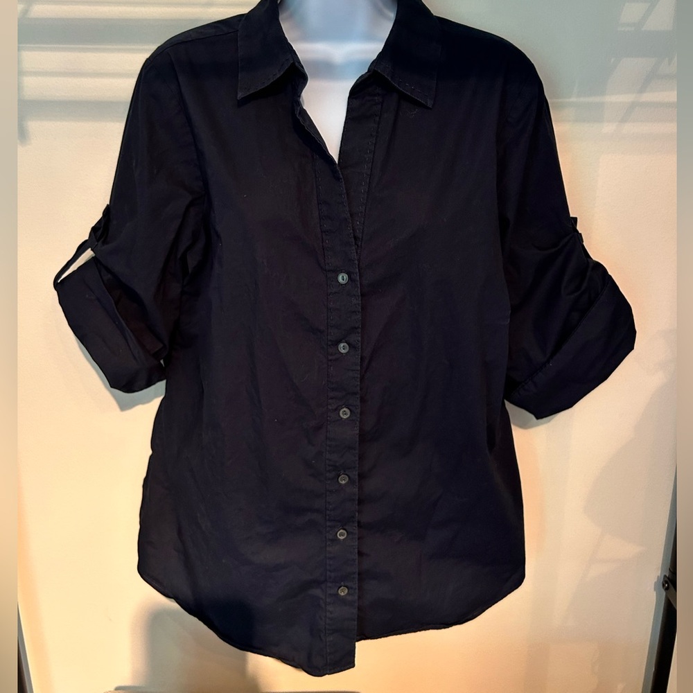 Banana Republic Deep Navy Collared Women’s Button Down Shirt Short Sleeve